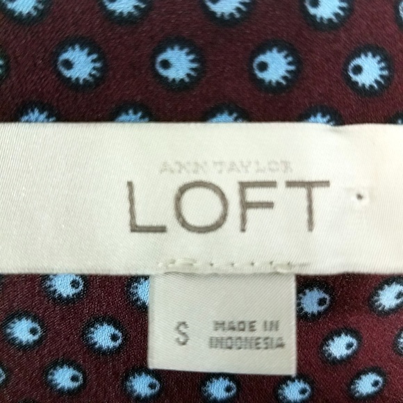 Ann Taylor Loft Women's Burgundy Rust Blue Eye Split Side Deep V Dress - Picture 4 of 8